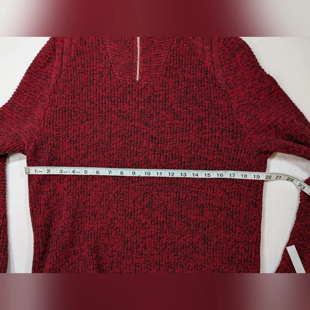 INC mens 1/4 zip sweater, red / black, size L - Picture 8 of 8